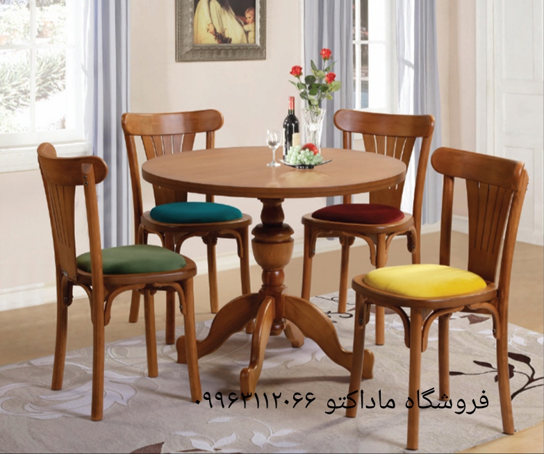 میز و صندلی ناهارخوری رنگ پارچه و چوب ب دلخواه مشتری